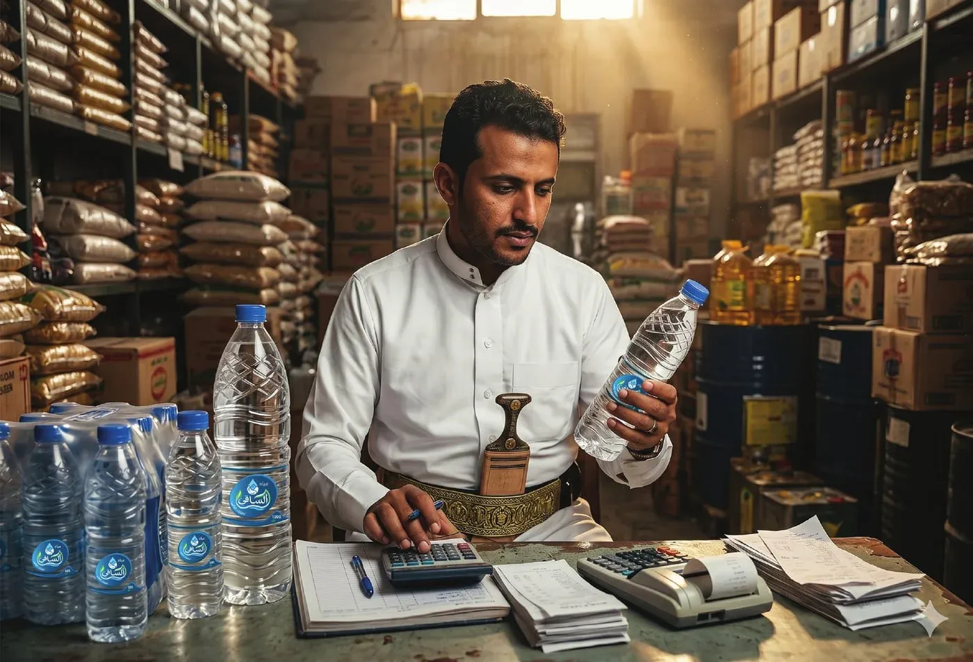 تاجر مياه الساقي داخل المتجر