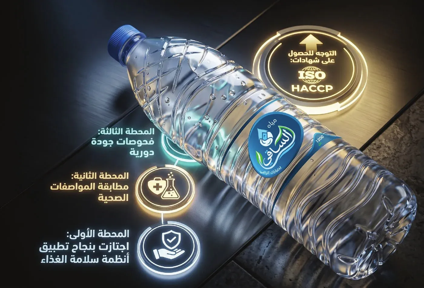 عبوة الساقي مع شهادات الجودة